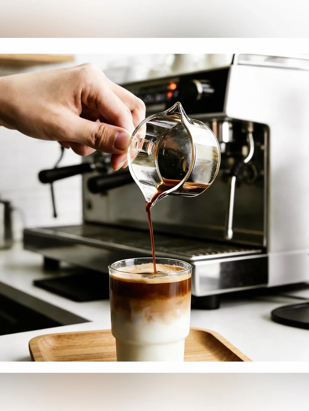 Set of 2 Espresso Cups 4oz Double Spout Clear Glass